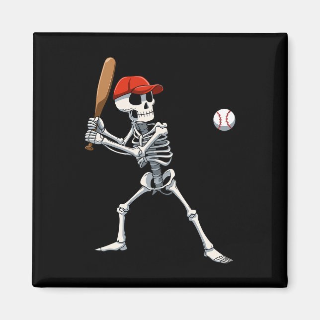 Imã Esqueleto de Halloween do Baseball tocando Baseb (Frente)