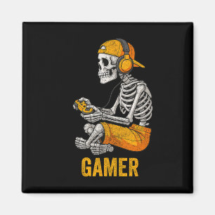 Imã Esqueleto de Halloween Gamer Vídeo Jogos Engraçado