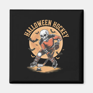 Imã Esqueleto de Halloween Jogando Hóquei Esqueleto Vi
