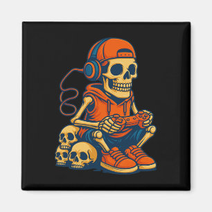 Imã Esqueleto de Halloween Retro Gamer Video Games Men