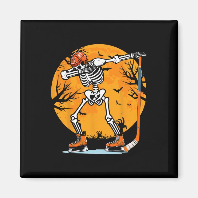 Imã Esqueleto de hóquei no gelo no Halloween, meninos  (Frente)