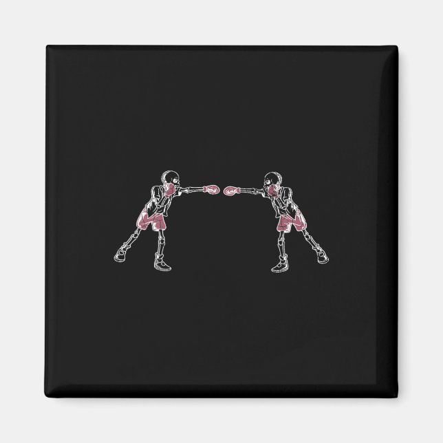 Imã Esqueleto de Kickboxing Engraçado Gráfico de Boxea (Frente)