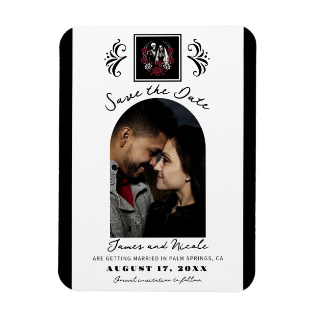 Ímã Esqueleto de Rosas brancas vermelhas e pretas Salv (Vertical)