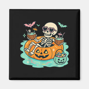 Imã Esqueleto De Verão Na Piscina De Pumpkin Float Cut