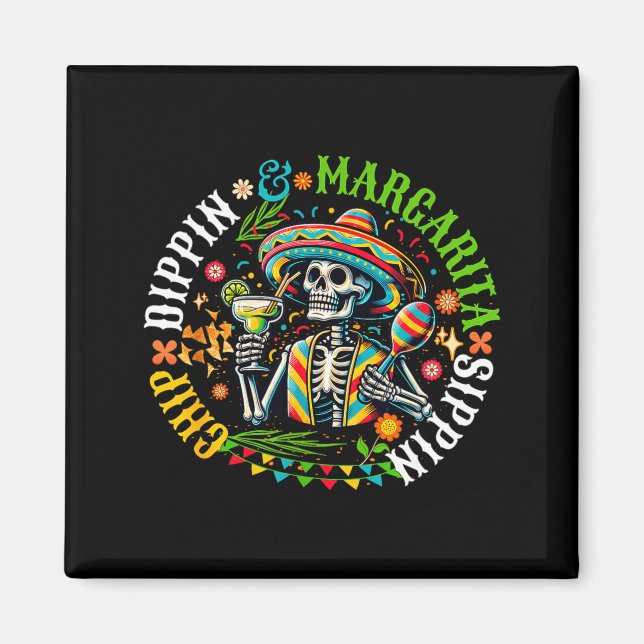 Imã Esqueleto do cinco de mayo de mergulho de chip (Frente)