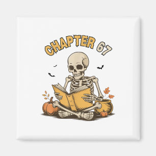 Imã Esqueleto engraçado de Halloween lendo livro 67 me