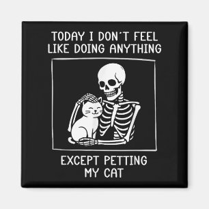 Imã Esqueleto Engraçado Petting Gato Preguiçoso De Hal