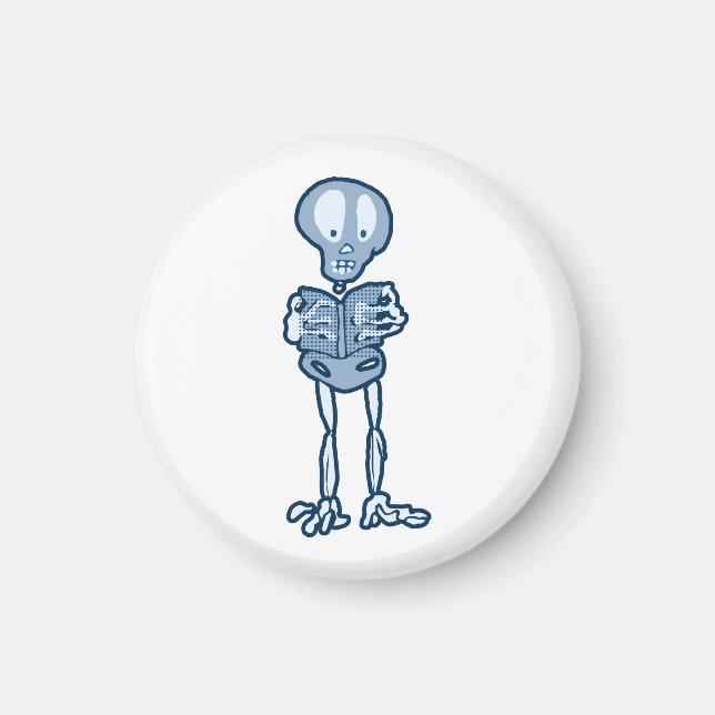 Imã Esqueleto Literário Ethan Entratado com Livro (Frente)