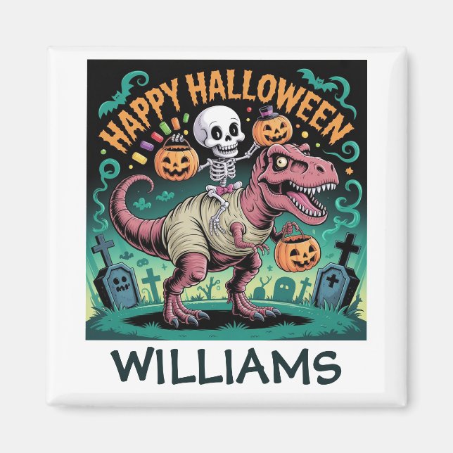 Imã Esqueleto na múmia T-Rex - Dino Rider assustador (Frente)