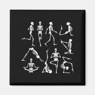 Imã Esqueleto Poses de Yoga Engraçado Halloween Osso F