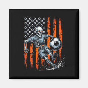 Imã Esqueleto Retro Jogando Futebol Bandeira dos EUA A