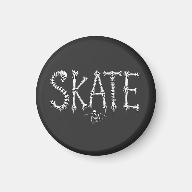 Imã Esqueleto SKATE Desenho de Terror (Frente)