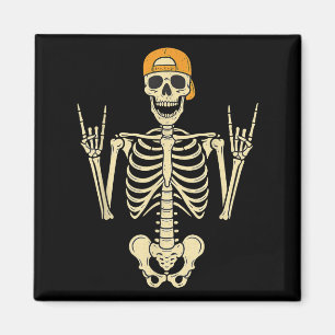 Imã Esqueleto Skater de Rocker com Boné Halloween Punk