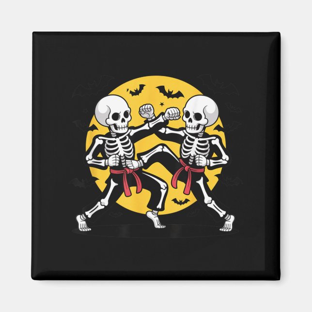 Imã Esqueletos de Halloween Karate Artes Marciais (Frente)