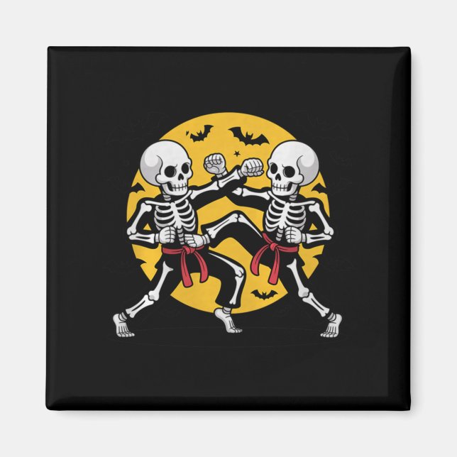 Imã Esqueletos de Halloween Karate Artes Marciais Prem (Frente)