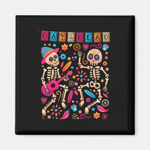 Imã Esqueletos Mexicanos Coloridos Dançando - Dia dos