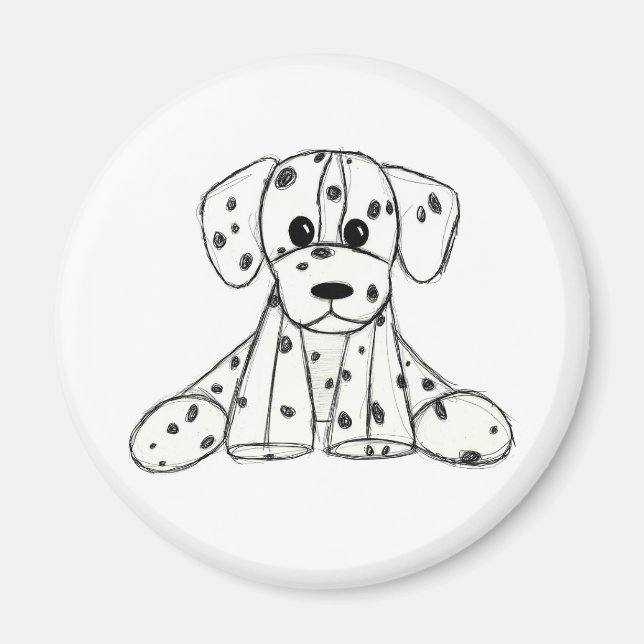 Imã Esquema de desenho de cão empalhado Dalmático pret (Frente)
