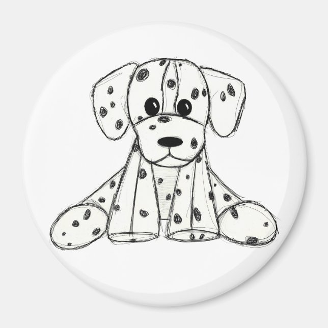 Imã Esquema de desenho de cão empalhado Dalmático pret (Frente)