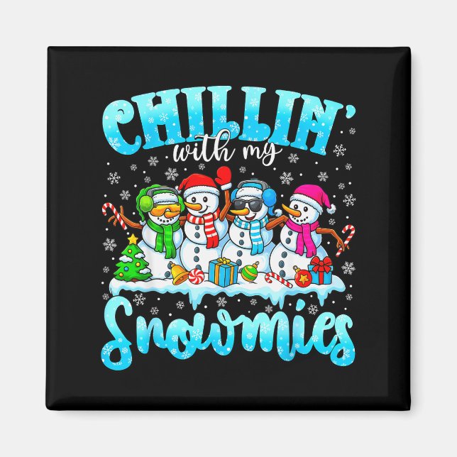 Imã Esquentando Com Meus Snowmies Natal Divertido Bone (Frente)