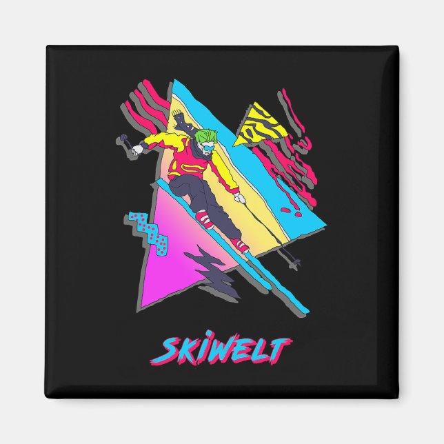 Imã Esqui Colorido de Skiwelt Adventure Design Ski (Frente)