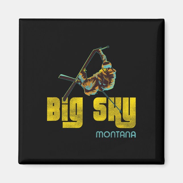 Imã Esqui da Vintage de Big Sky Montana (Frente)