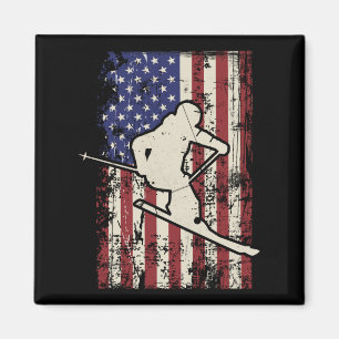 Imã Esqui de Sinalizador Usa &amp; Skiier Long Sleeve