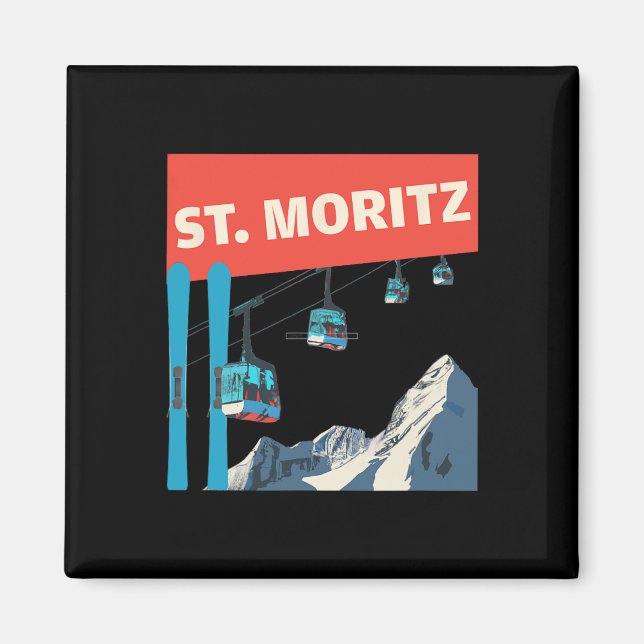 Imã Esqui em St. Moritz - Retro Esqui St. Moritz (Frente)