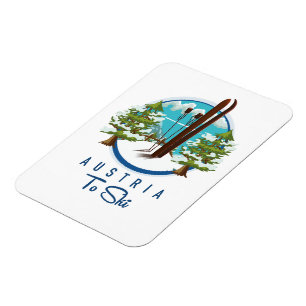 Ímã Esqui, logotipo de pôster de esqui.