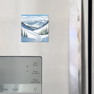 Imã Esqui Mountain Watercolor