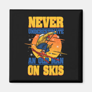 Imã Esqui Nunca Subestime Um Velho Em Skis Wint