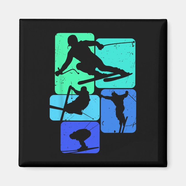 Imã Esqui Para Skiier Retro Mens Ski (Frente)