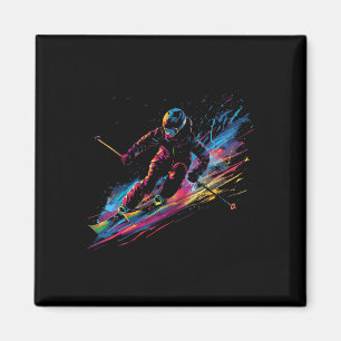 Imã Esquiador Alpino de Esportes de Inverno Pintura Sa