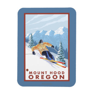 Ímã Esquiador da neve de Downhhill - capa da montagem,
