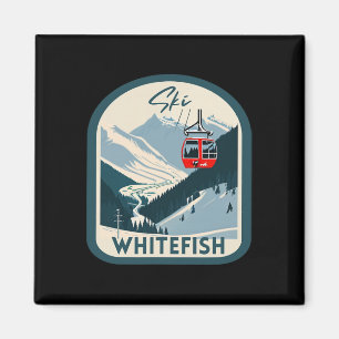 Imã Esquiar Whitefish Retro Estilo Vintage Esqui White
