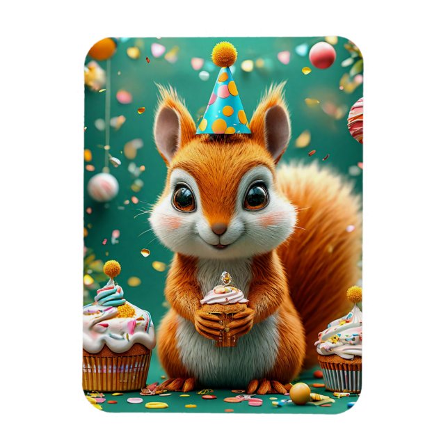 Ímã Esquilo adorável de aniversário (Vertical)