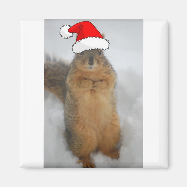 Imã Esquilo de Natal com Papais noeis (Frente)