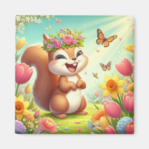 Imã Esquilo de primavera feliz e bonito