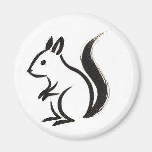 Imã Esquilo Minimalista - Pincel de Tinta Animal no Ma