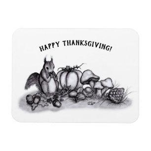 Ímã Esquilo no outono, Feliz Ação de Graças!