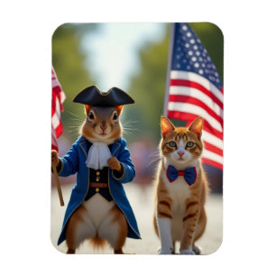 Ímã Esquilo Patriótico e Gato