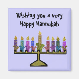 Imã Esquilos Hannukah Menorah Magnet