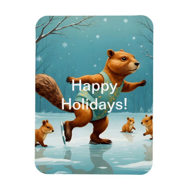 Ímã Esquilos no gelo (Vertical)