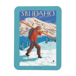 Ímã Esquis da neve do carregando do esquiador - Idaho