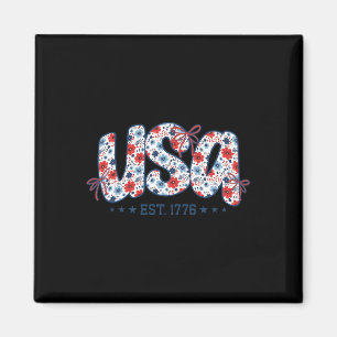 Imã Est Usa 1776 Coquete Laço 4 De Julho Usa Floral G