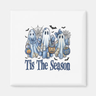 Imã Esta É A Época Blue Patchwork Ghost Pumpkin Spooky