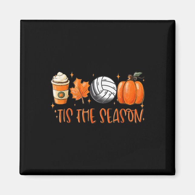 Imã Esta É A Época Pumpkin Leaf Latte Fall Voleibol (Frente)