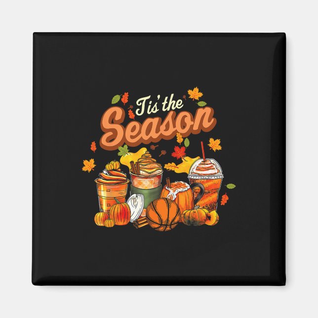 Imã Esta É A Época Pumpkin Leaf Latte Fall Voleibol (Frente)