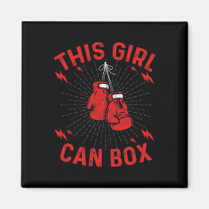 Imã Esta Garota Pode Boxear, Design Vintage de Boxeado