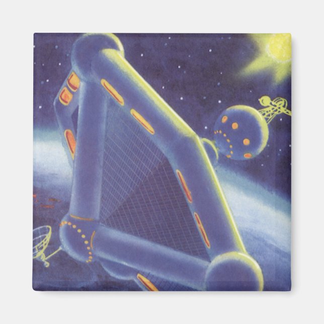 Imã Estação Espacial Orbitando Ficção Científica Vinta (Frente)