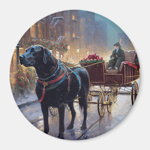Imã Estação Festiva de Natal Black Labrador